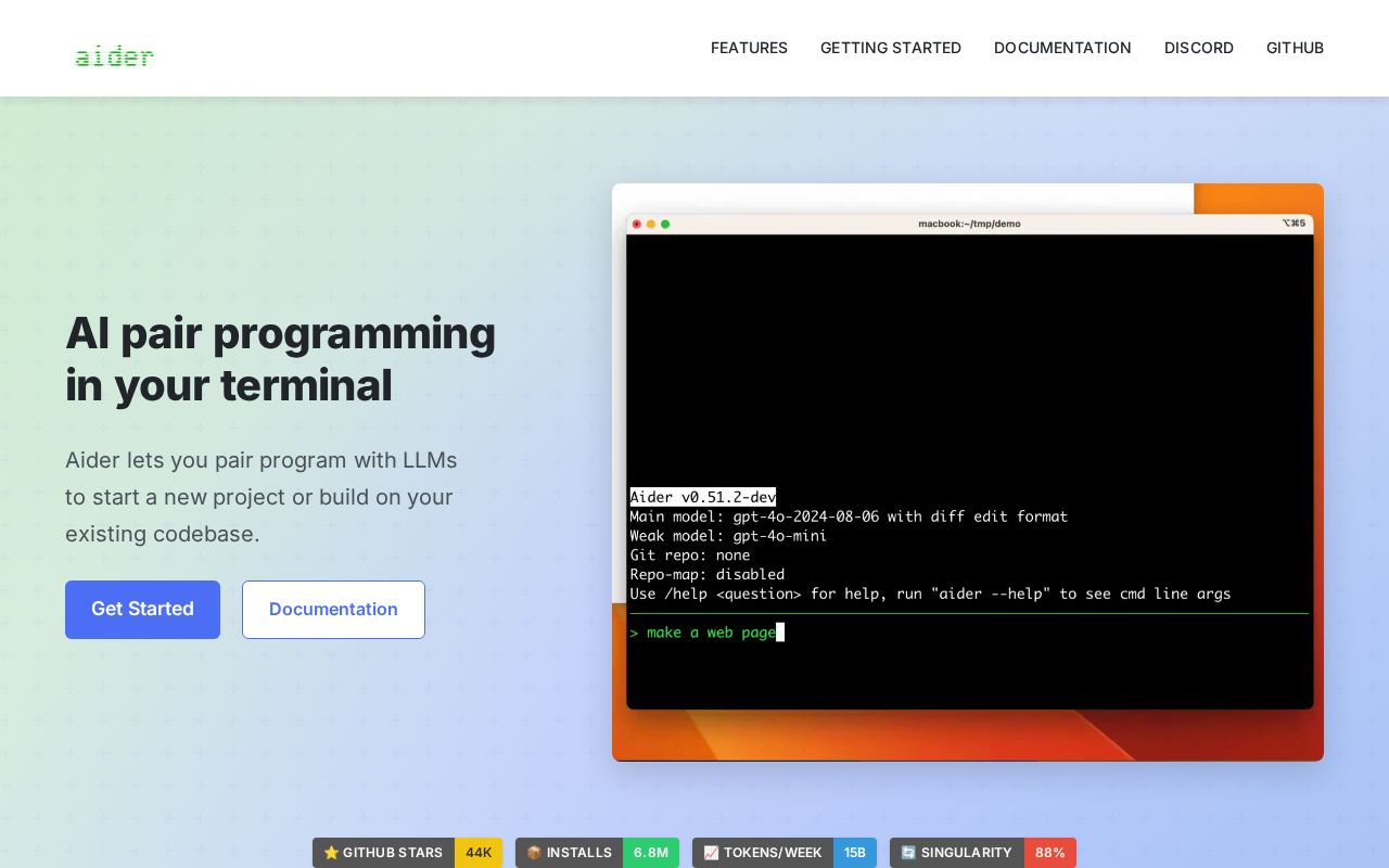 Screenshot of Aider