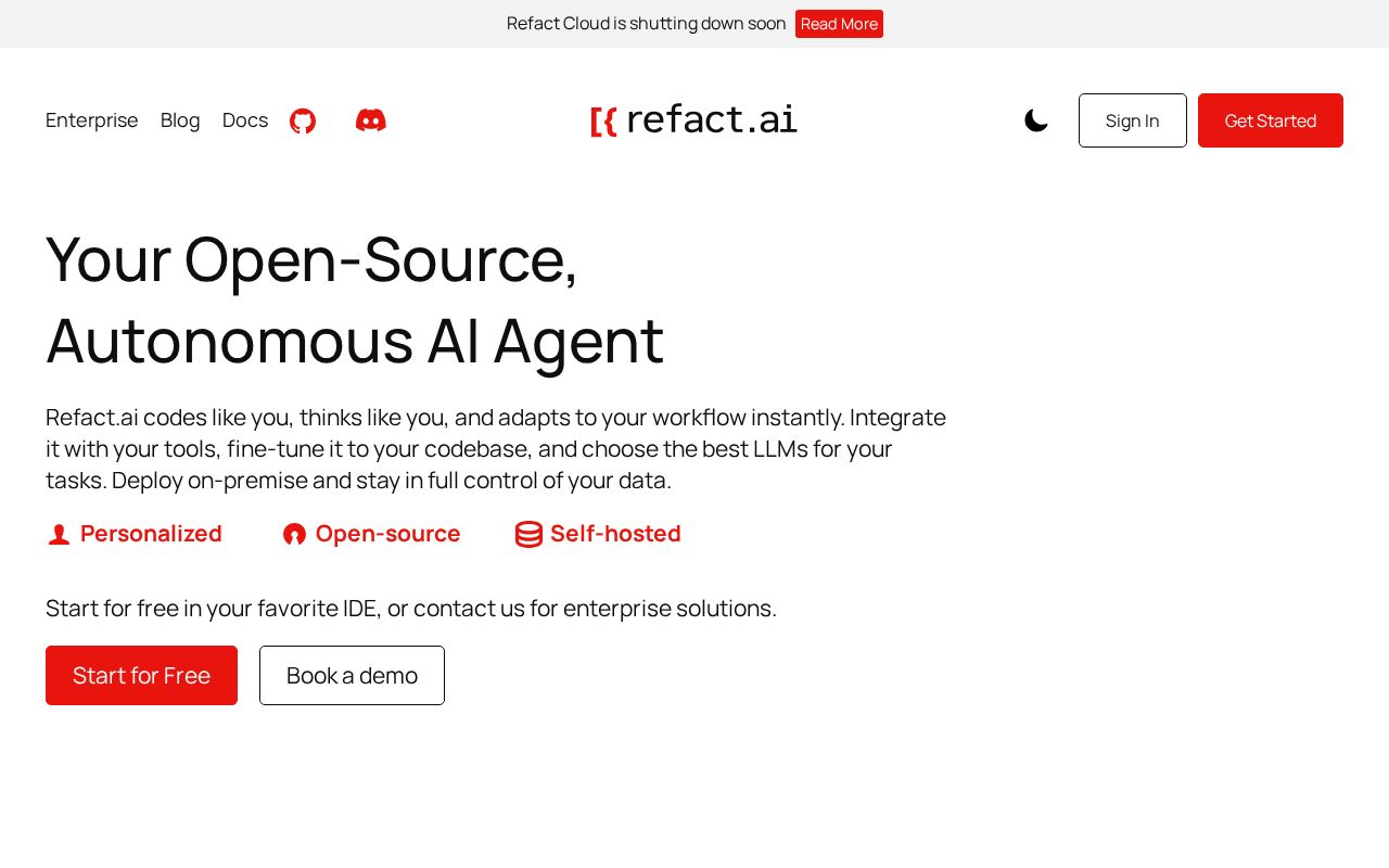 Screenshot of Refact.ai