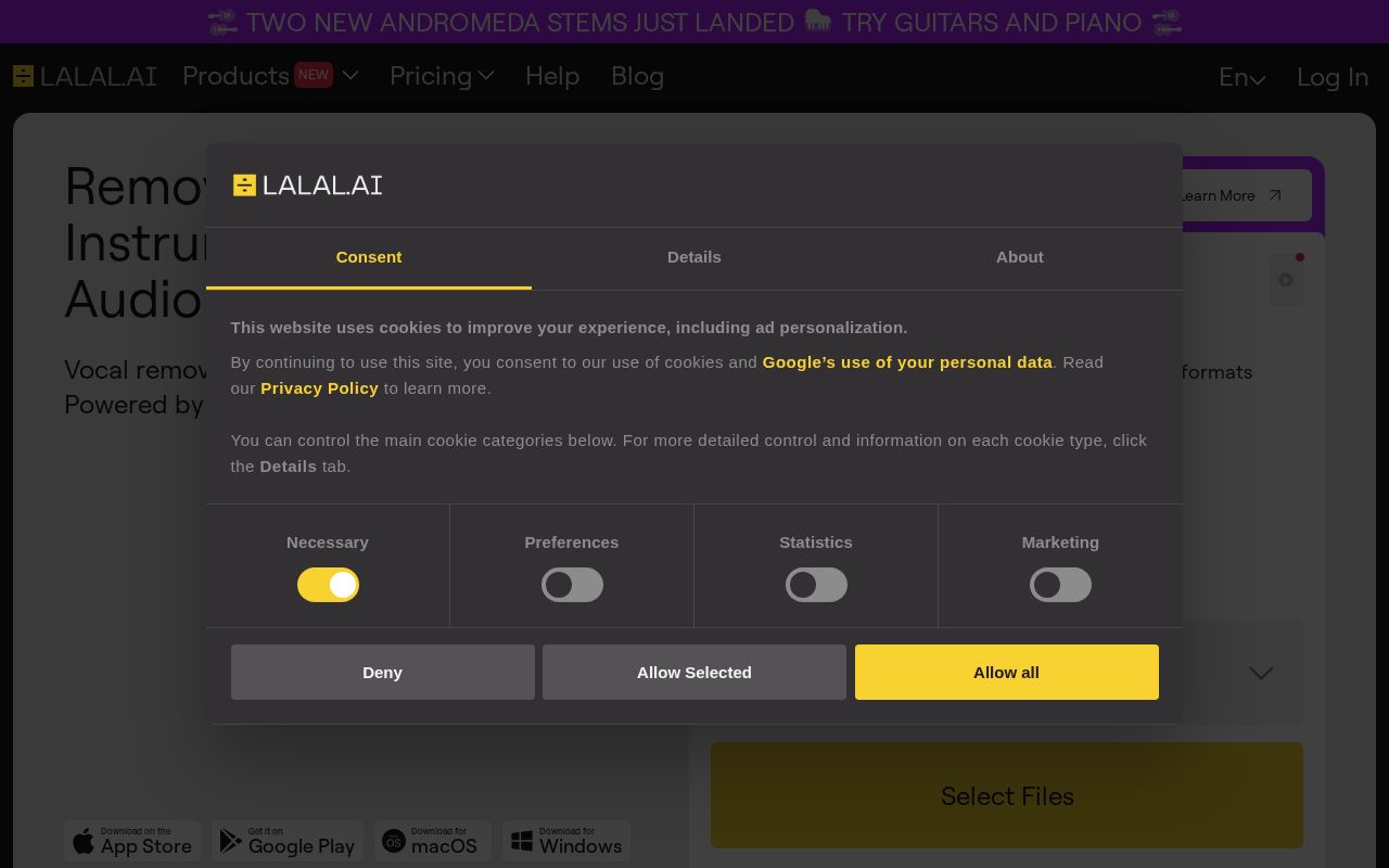 Screenshot of LALAL.AI