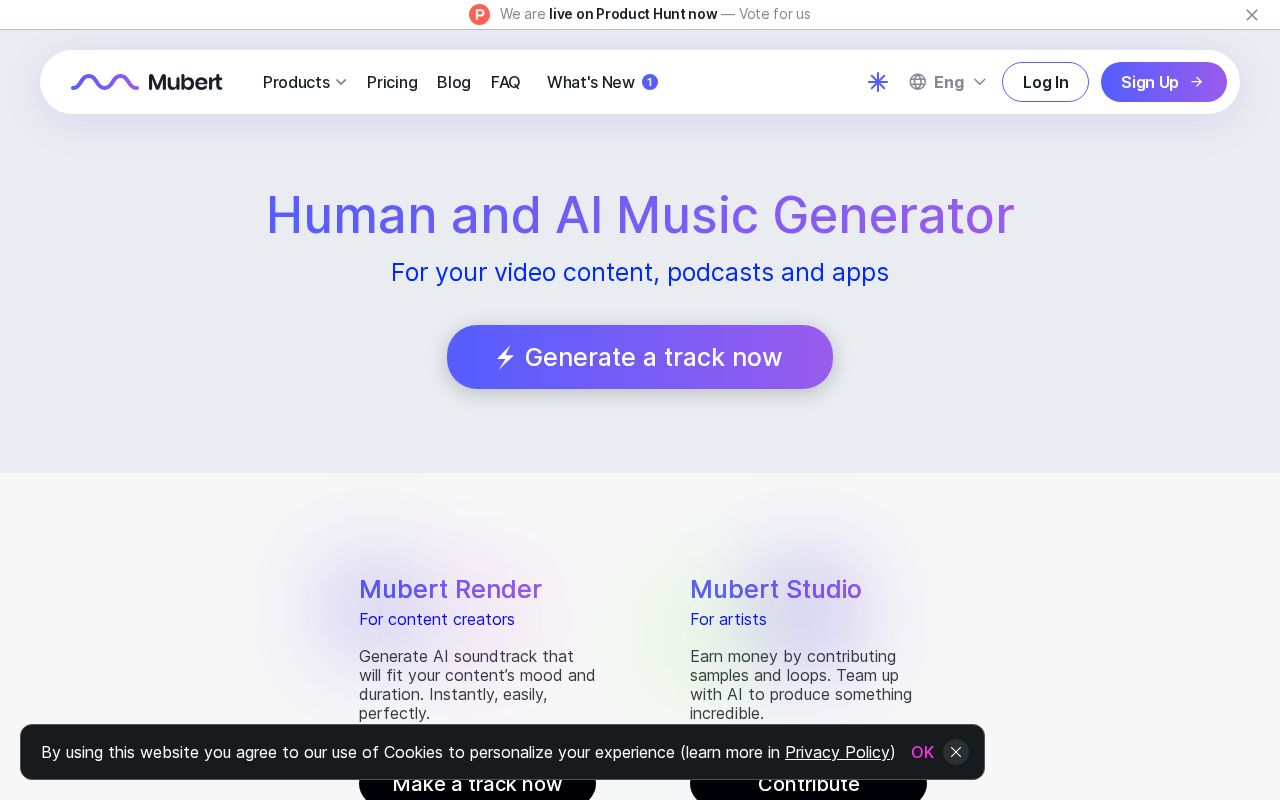 Screenshot of Mubert