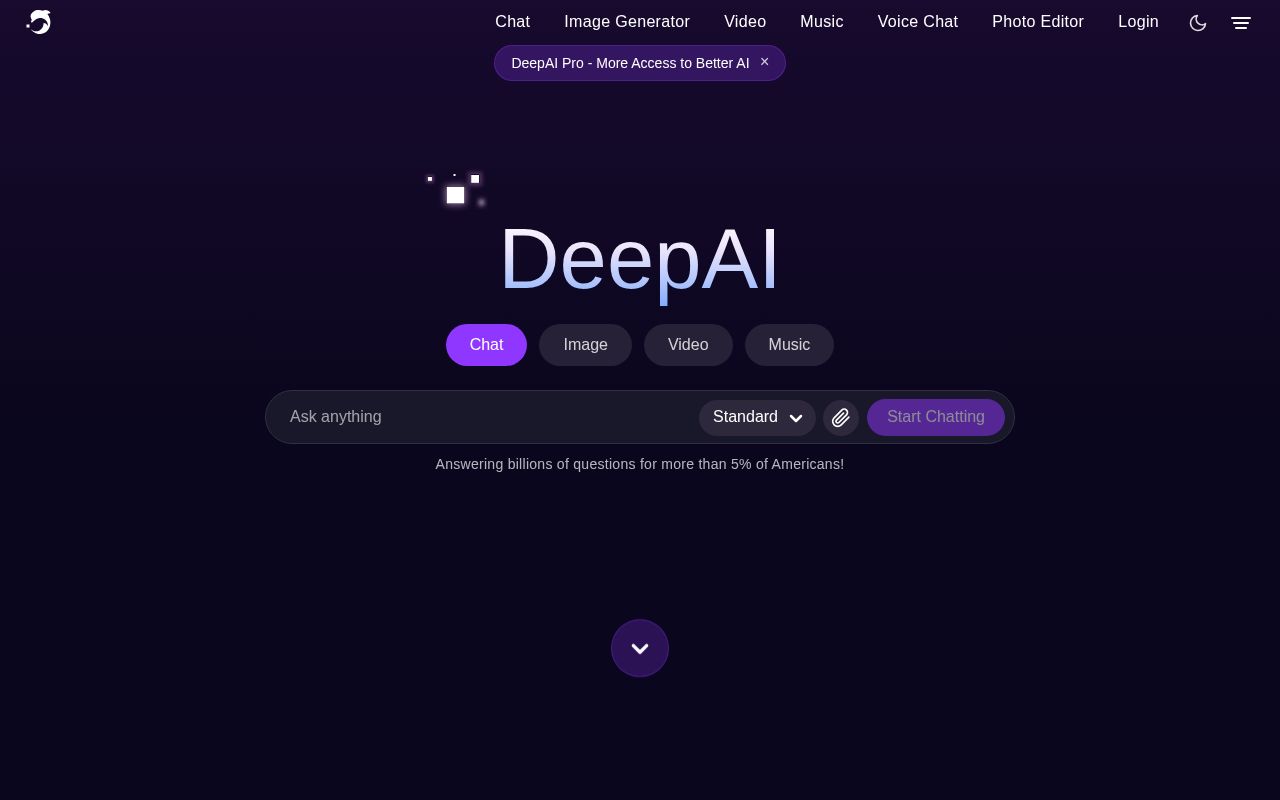 Screenshot of DeepAI