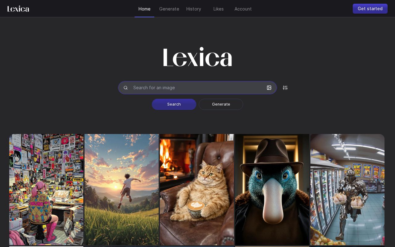 Screenshot of Lexica