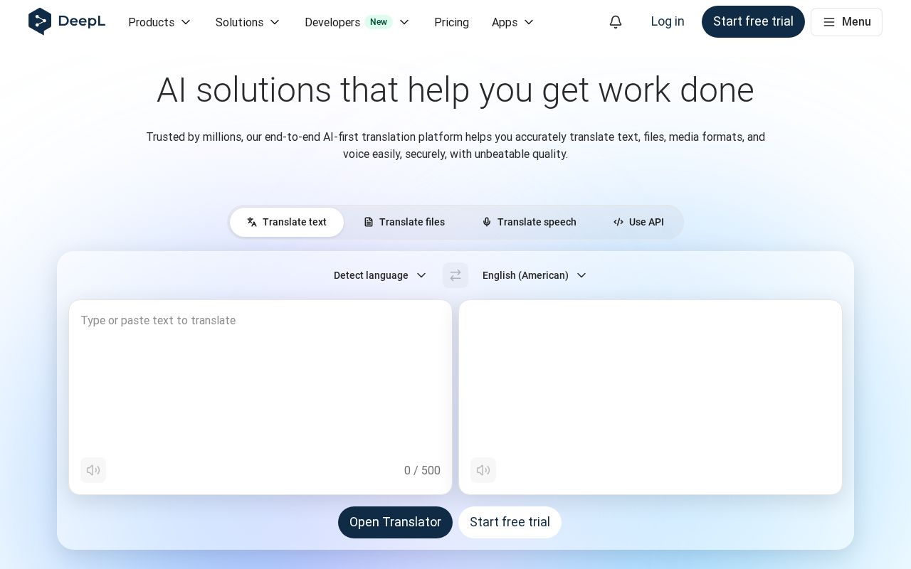 Screenshot of DeepL