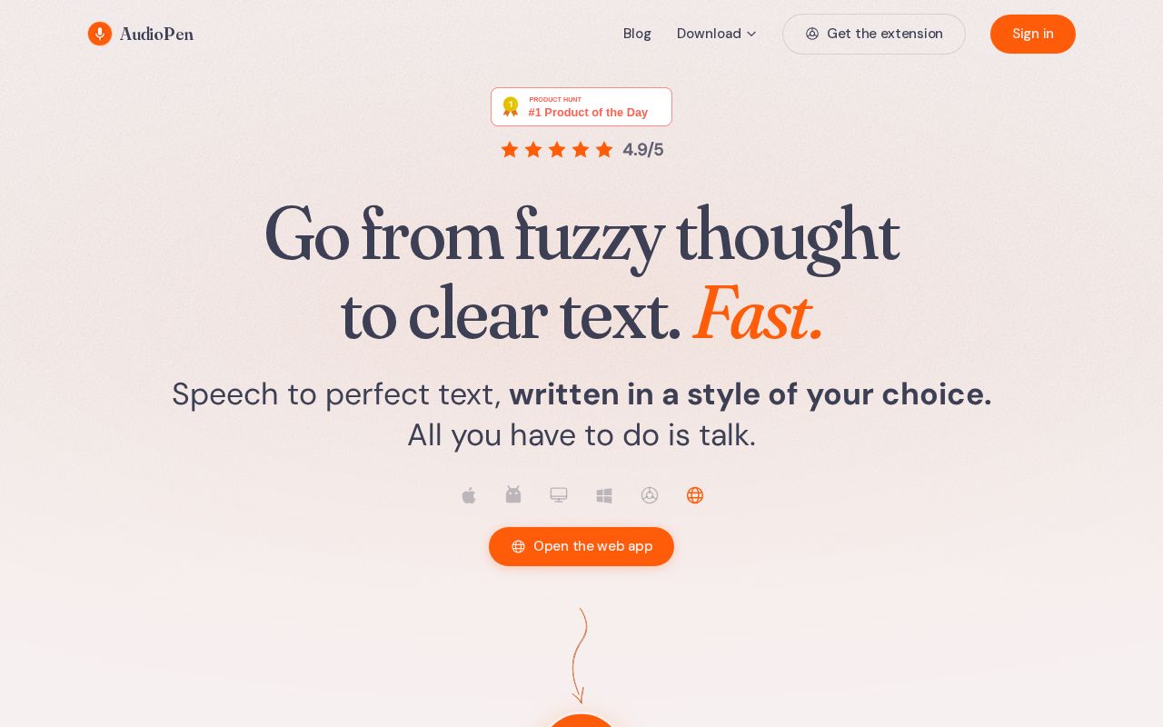 Screenshot of AudioPen