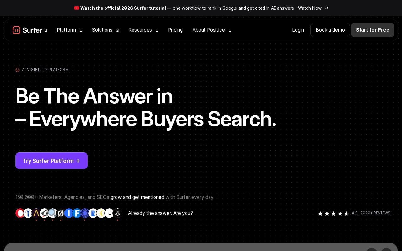 Screenshot of Surfer SEO