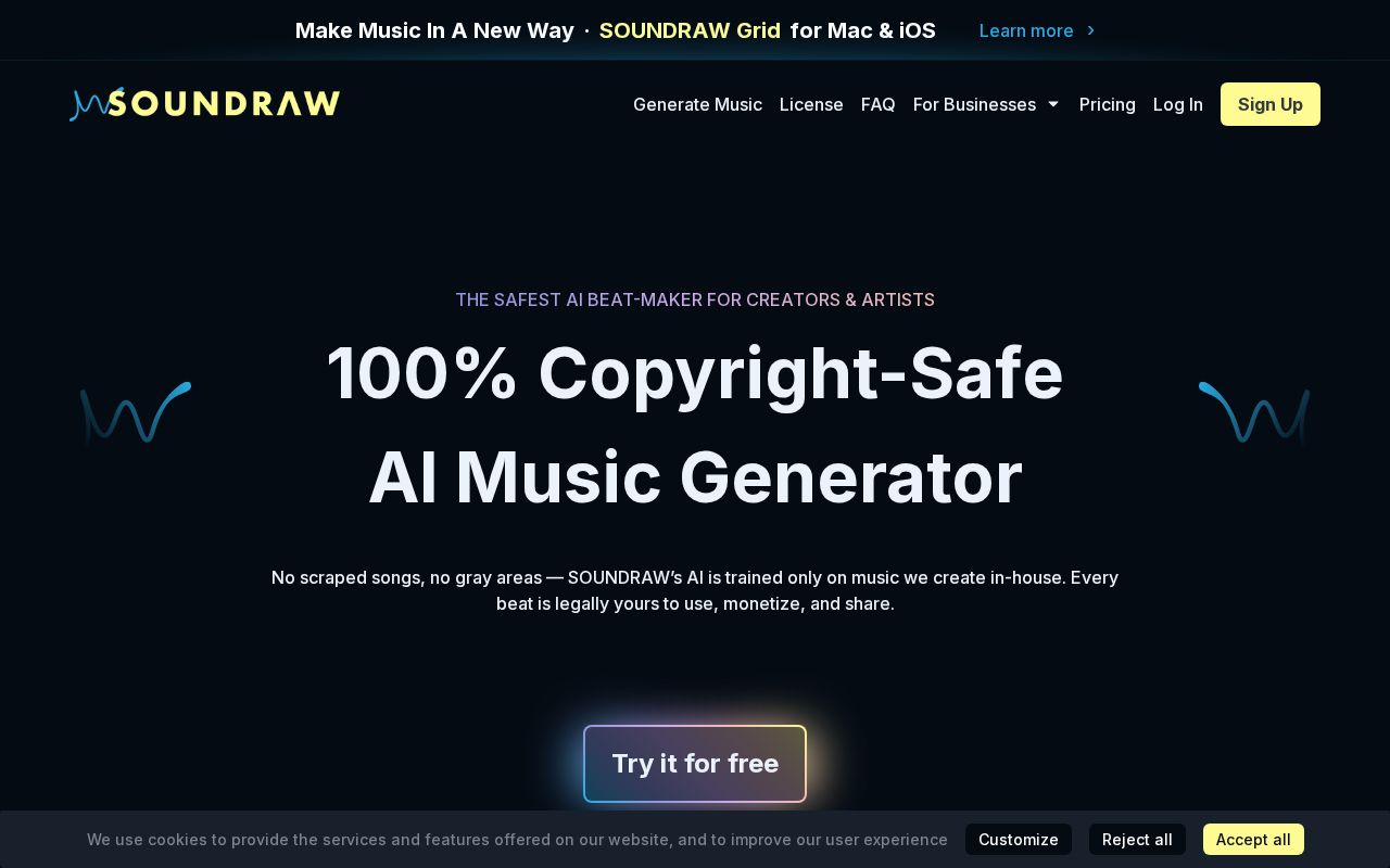 Screenshot of SOUNDRAW