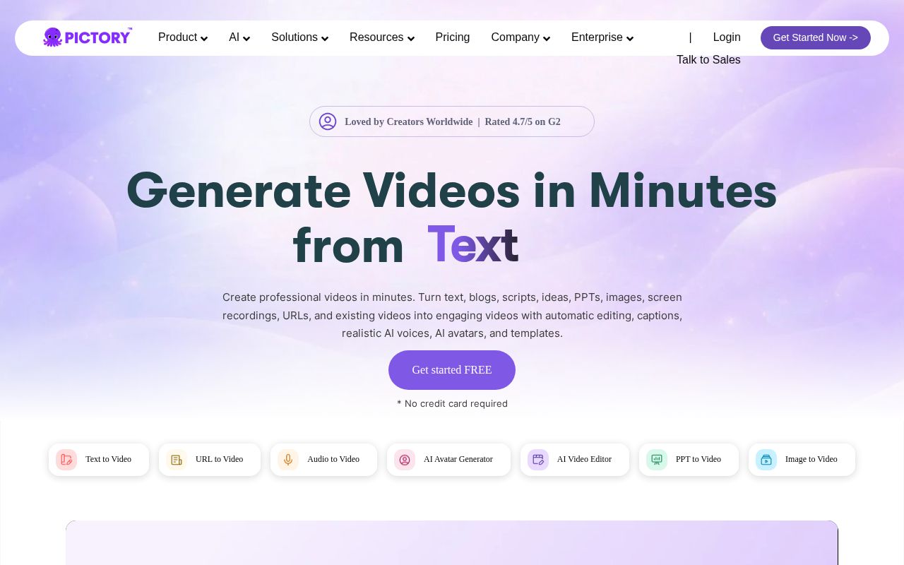 Screenshot of Pictory.ai