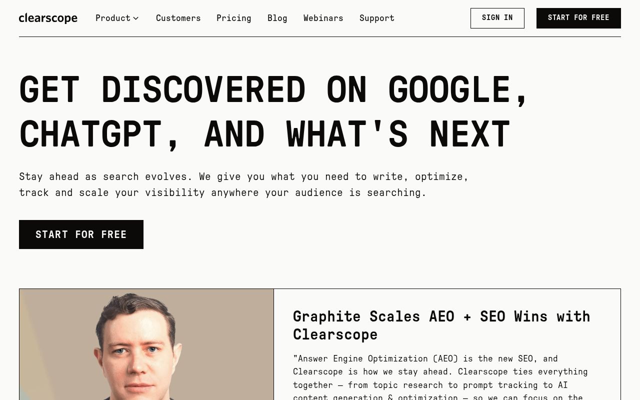 Screenshot of Clearscope
