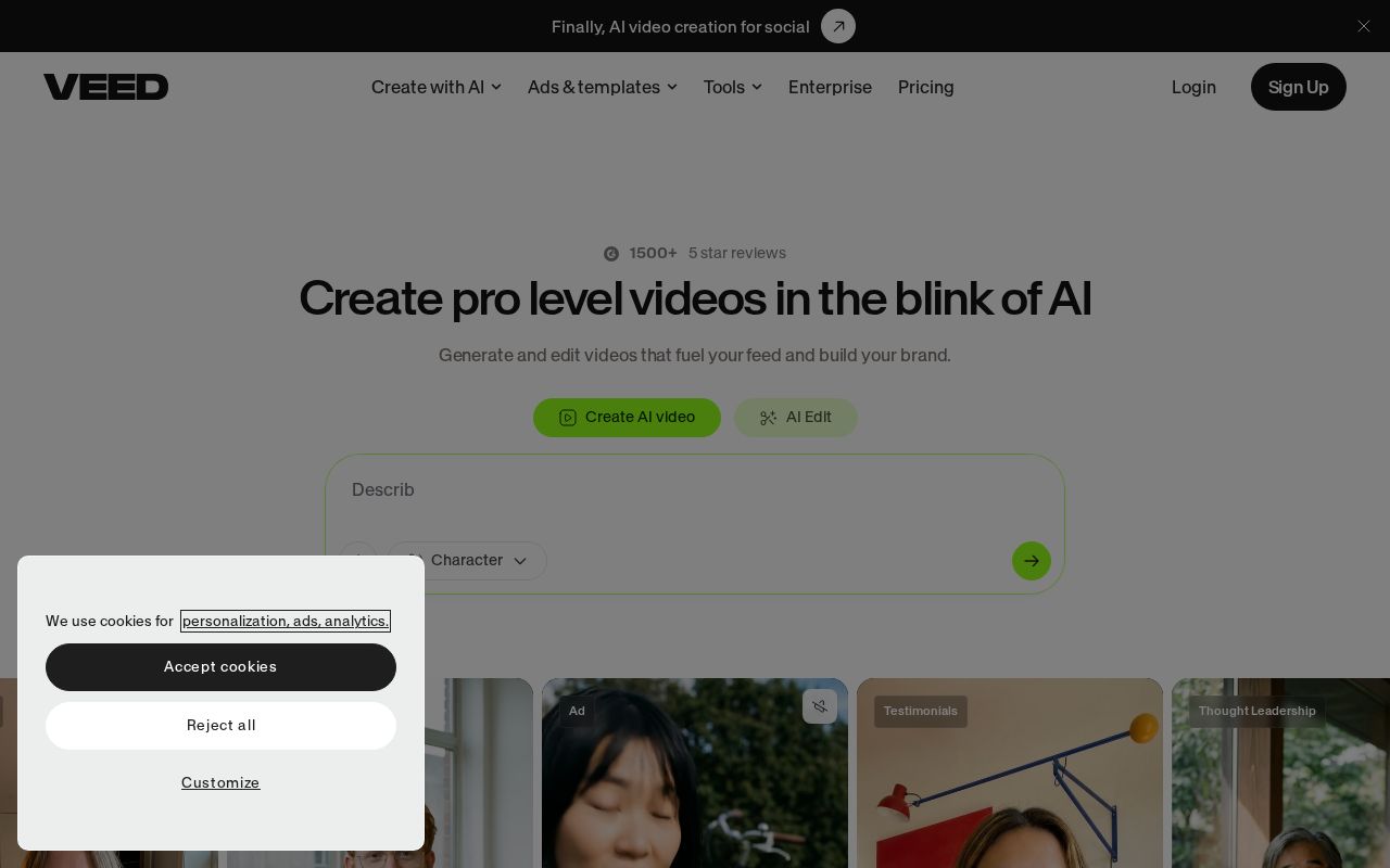 Screenshot of VEED