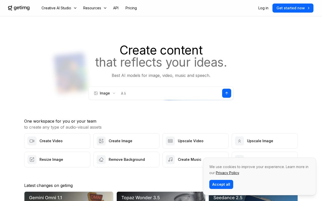 Screenshot of getimg.ai
