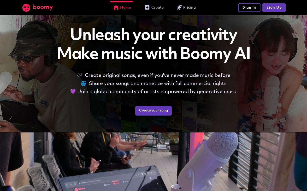 Screenshot of Boomy