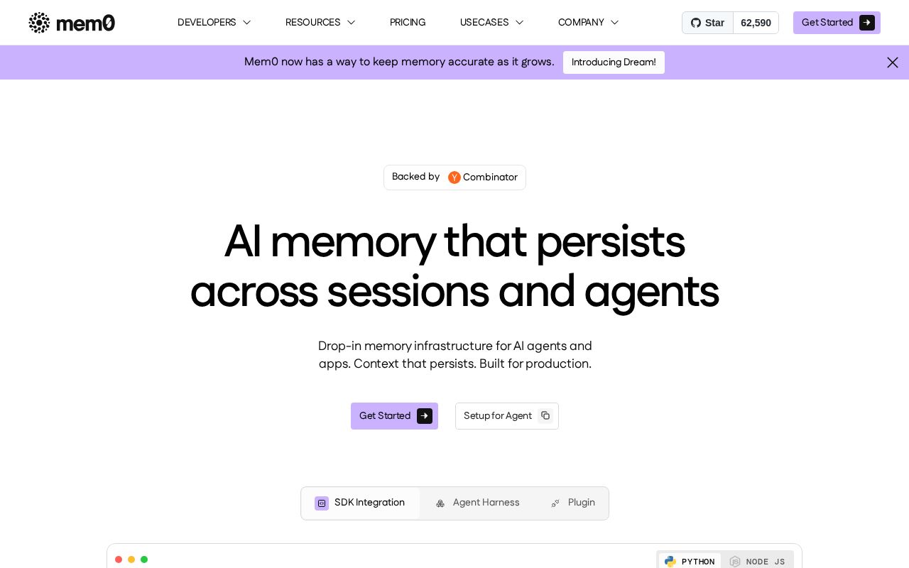 Screenshot of Mem0