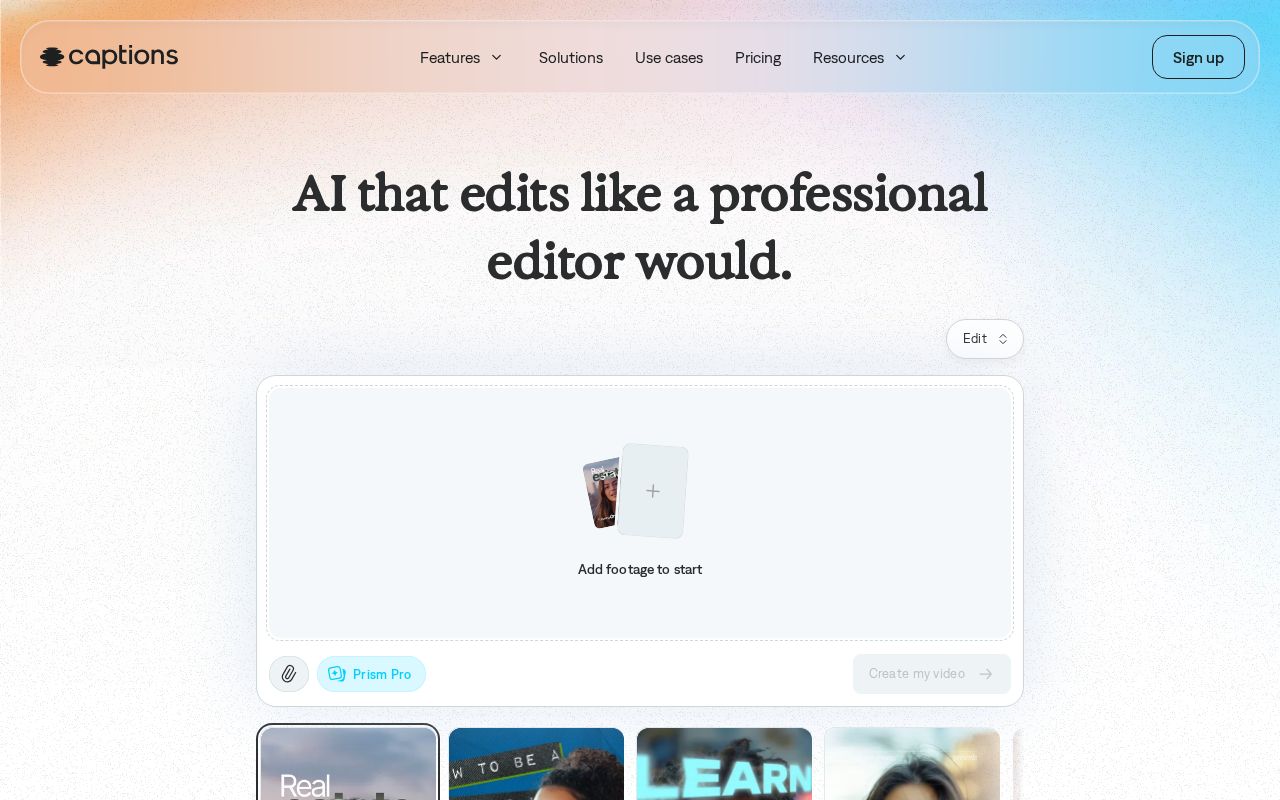 Screenshot of Captions