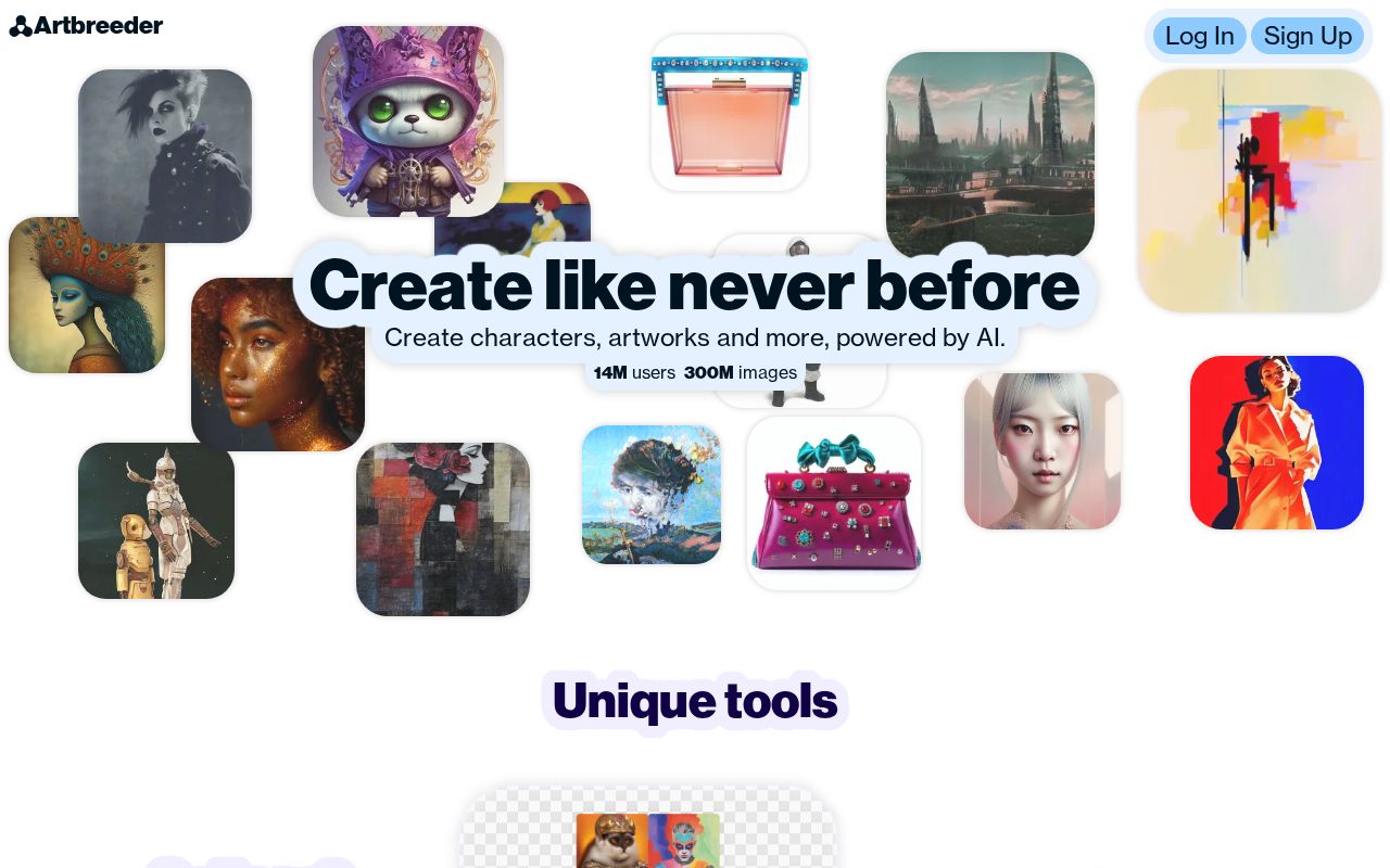 Screenshot of Artbreeder