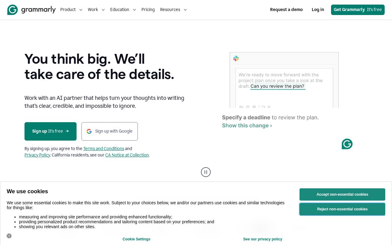 Screenshot of Grammarly