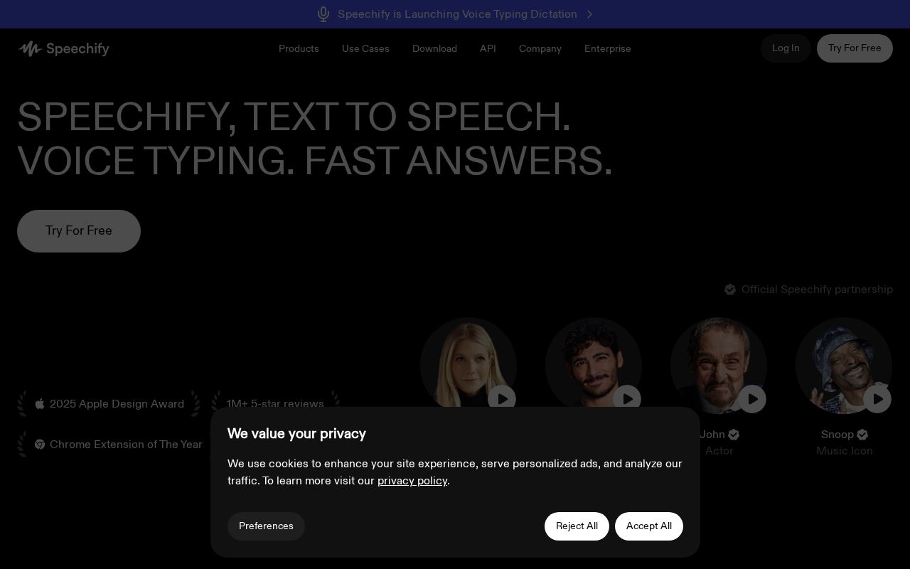 Screenshot of Speechify