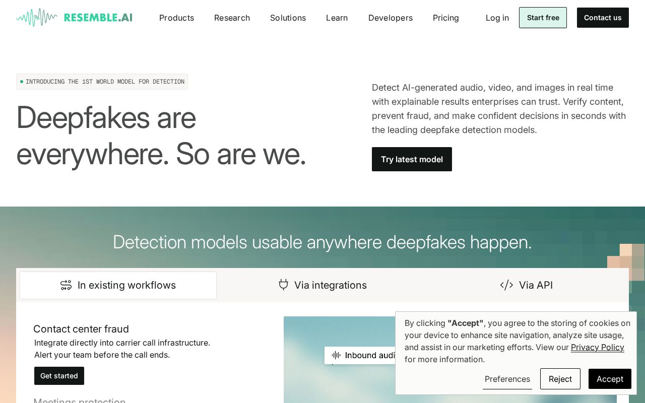 Screenshot of Resemble AI