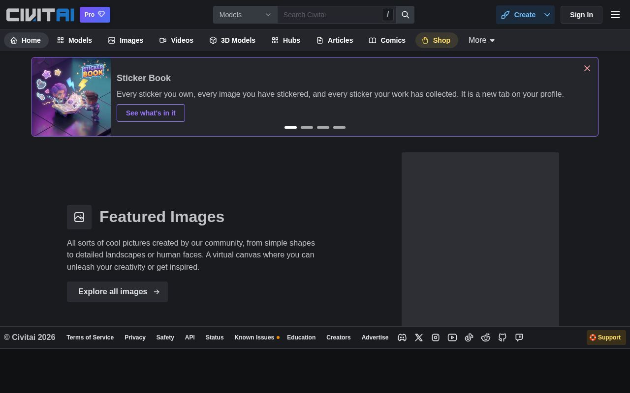Screenshot of Civitai