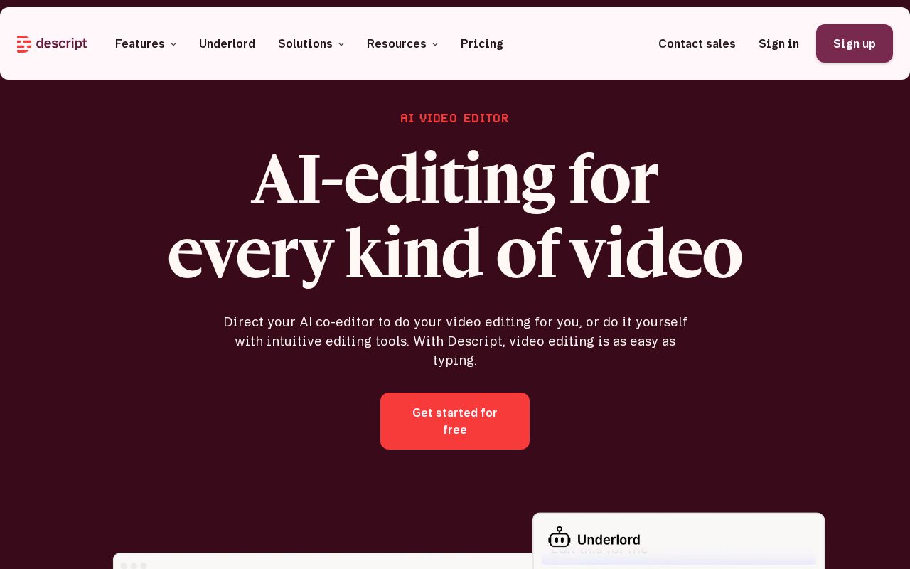 Screenshot of Descript
