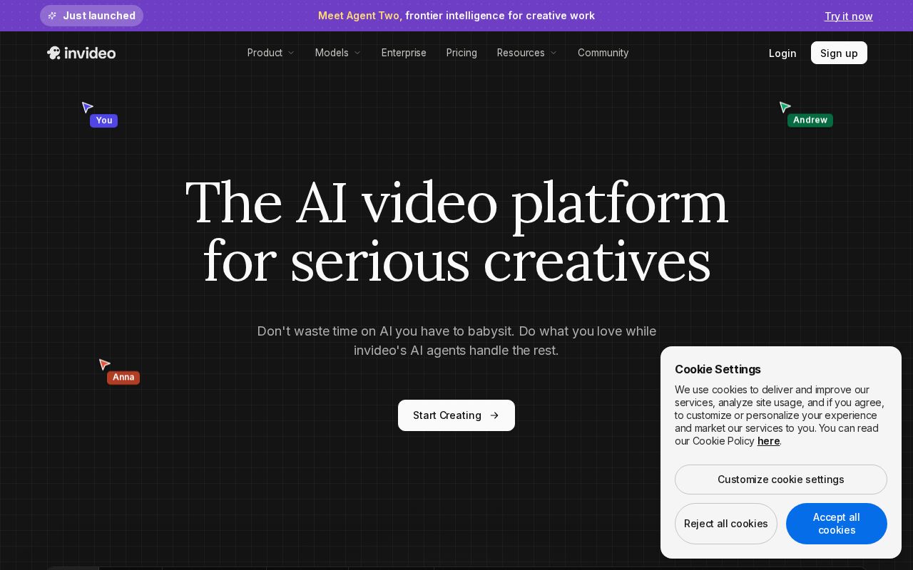Screenshot of InVideo