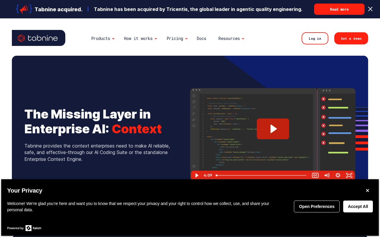 Screenshot of Tabnine