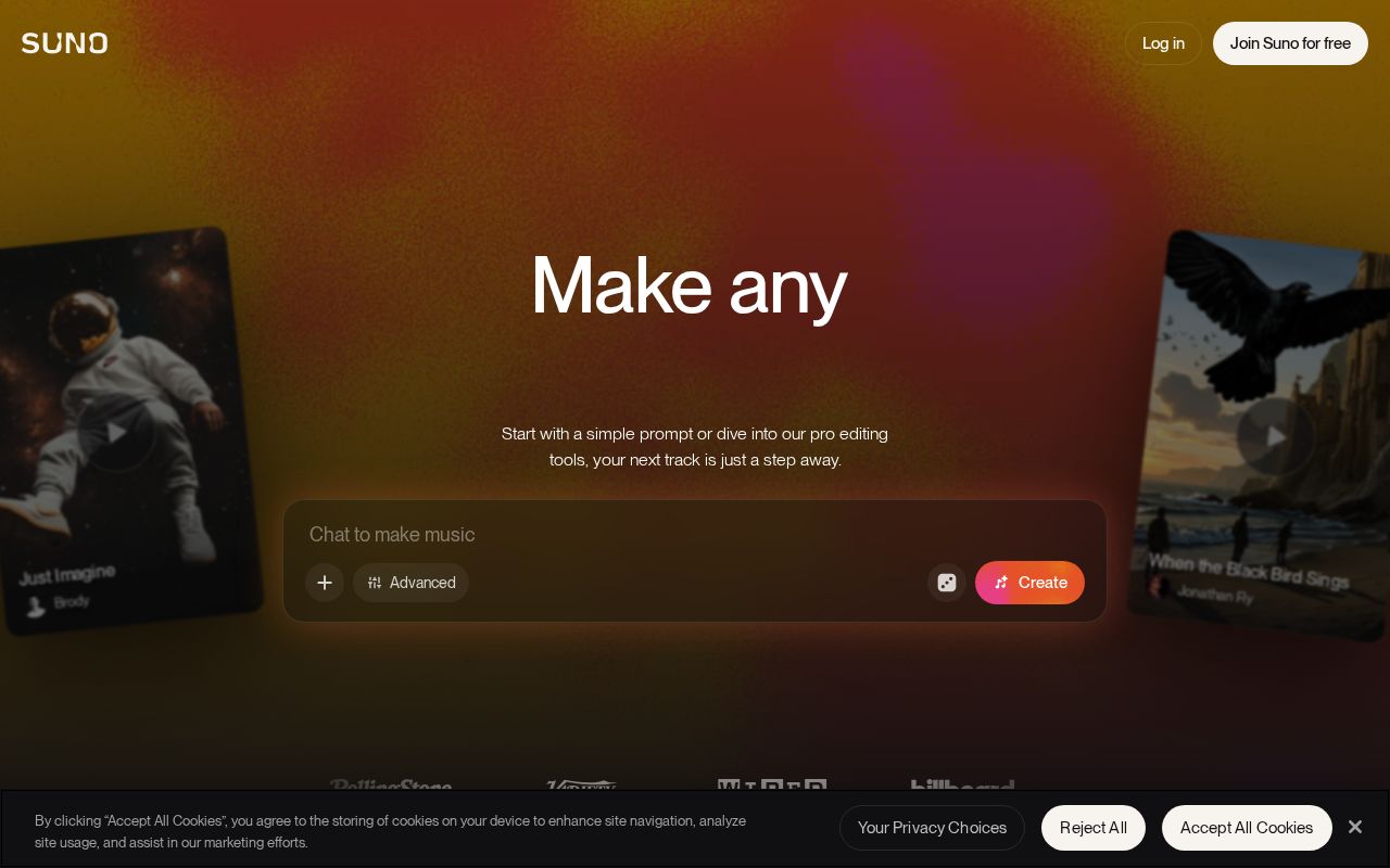 Screenshot of Suno
