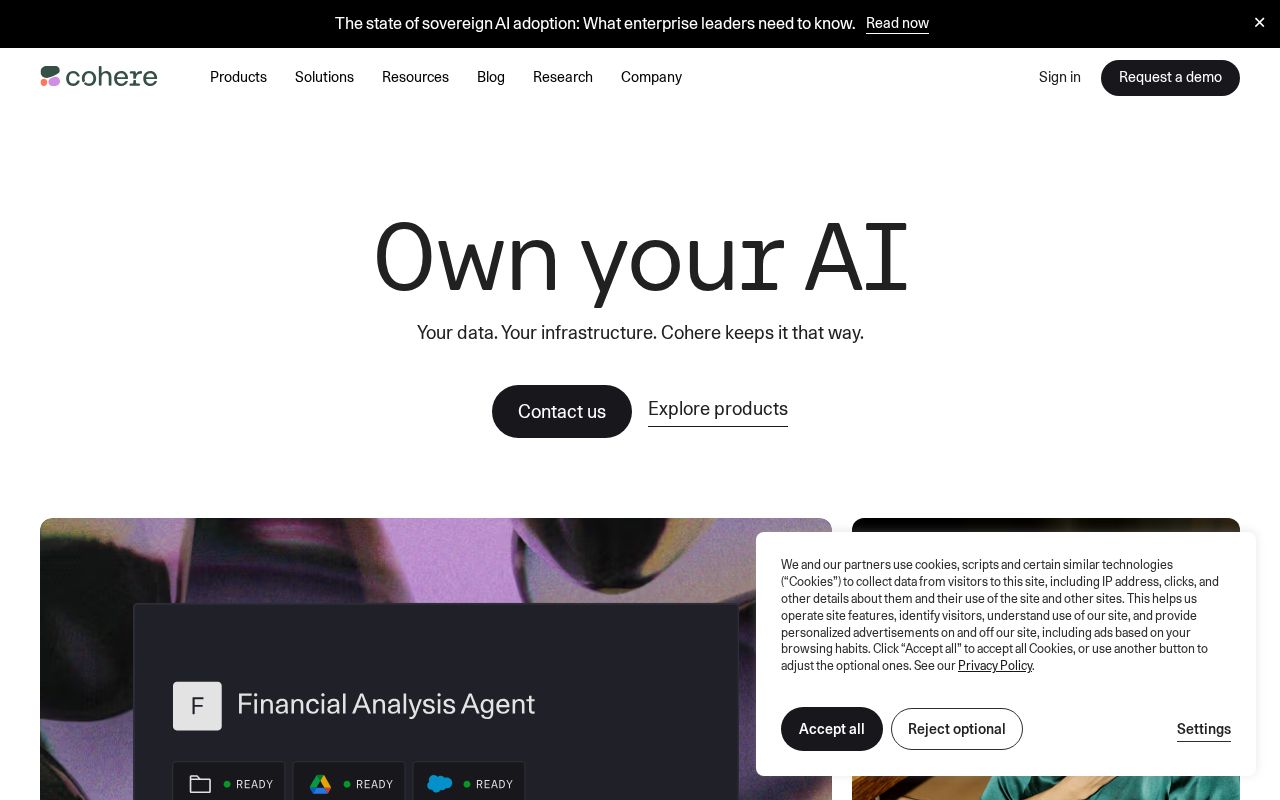 Screenshot of Cohere