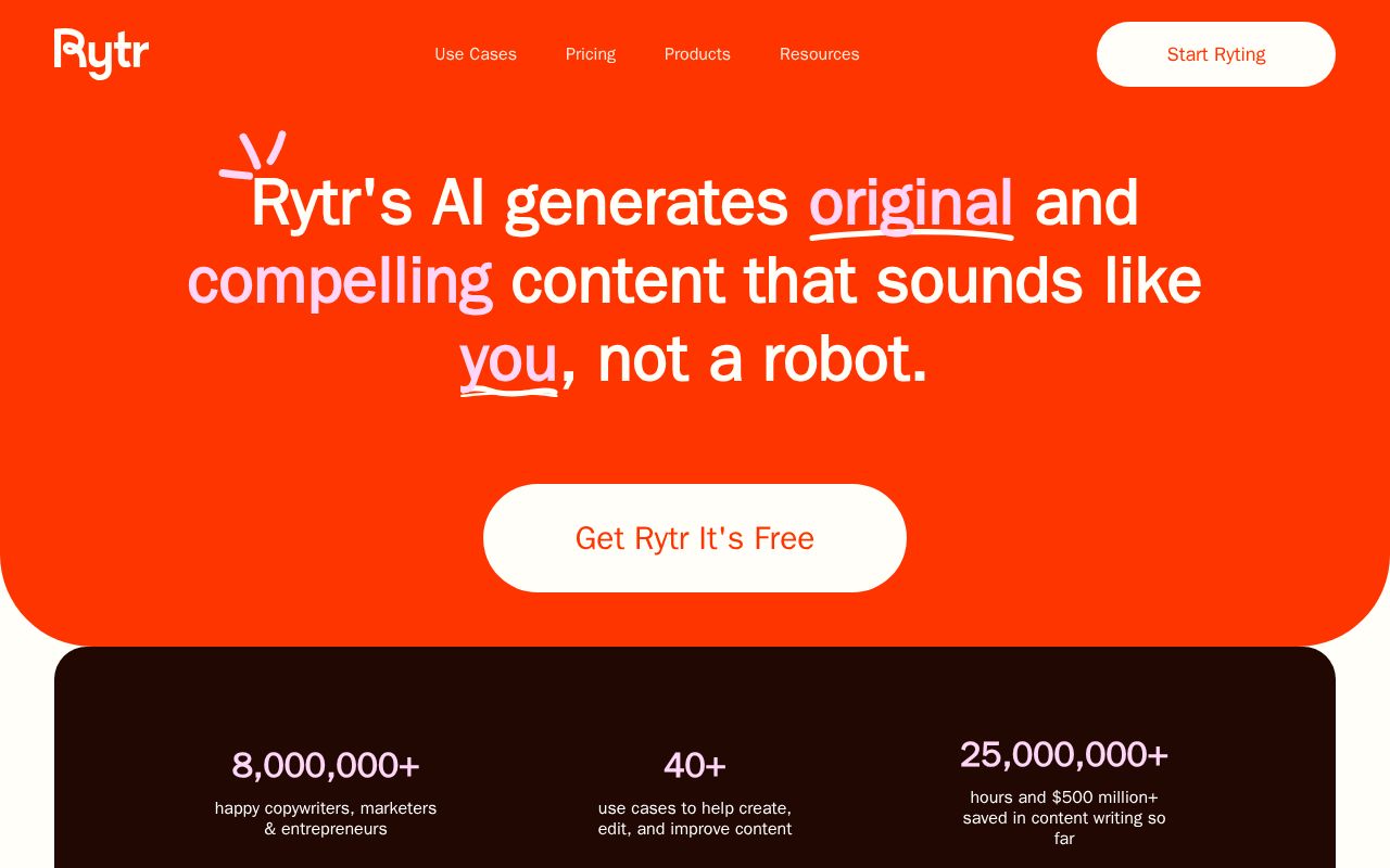Screenshot of Rytr