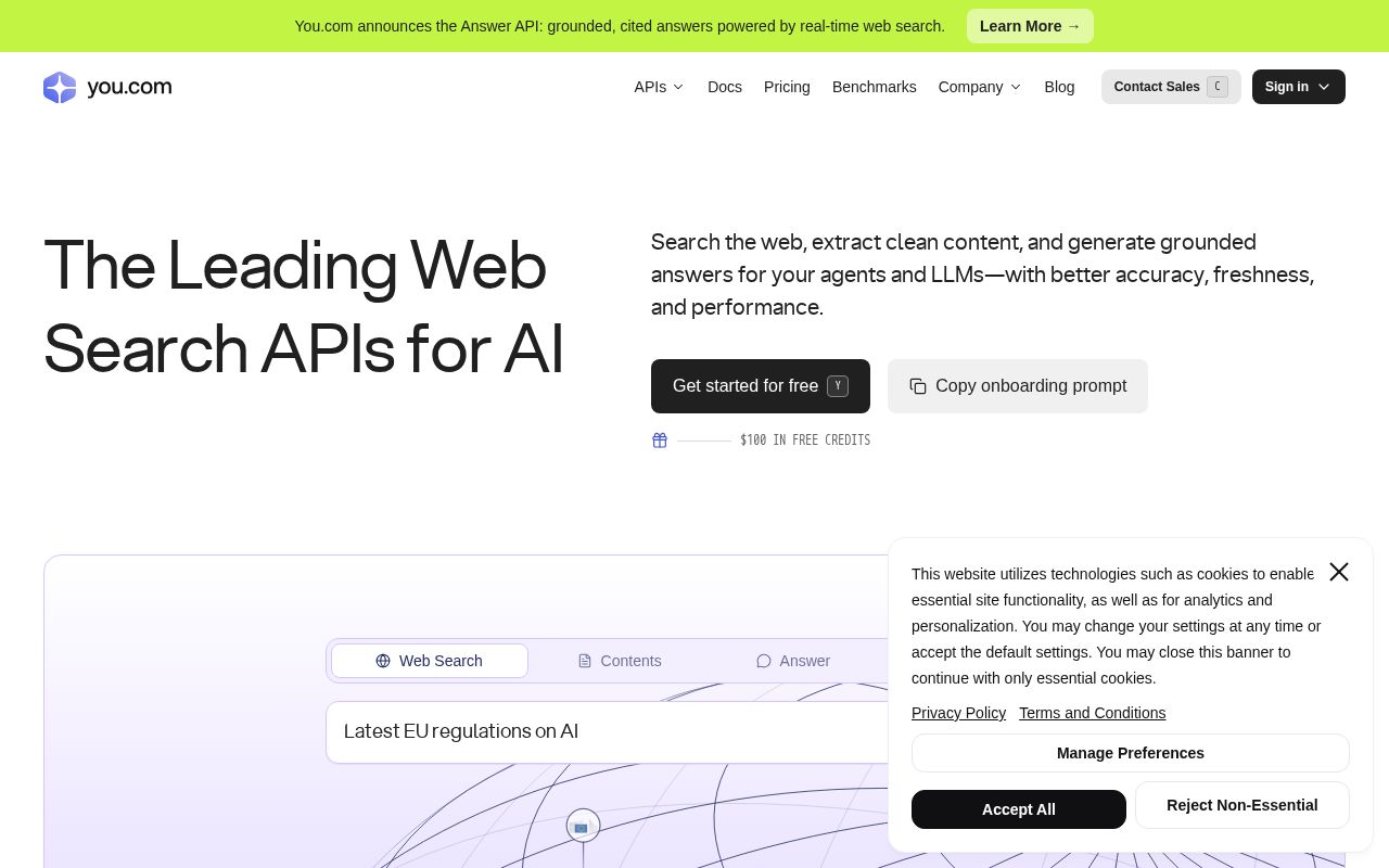 Screenshot of You.com