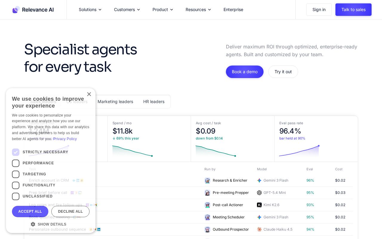 Screenshot of Relevance AI